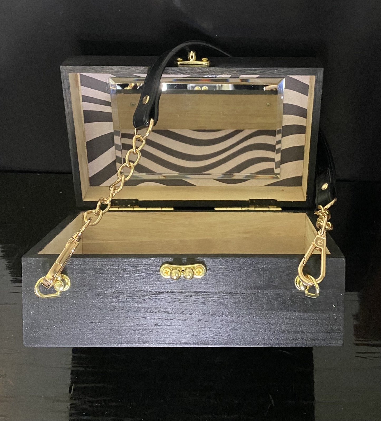 Box Purse Black with Cherries